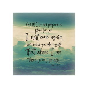 Blue Skies: I will Come Again Bible Verse Wood Wall Art