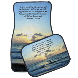 BLUE SKIES MATTHEW 11:28 SUNRISE PHOTO DESIGN CAR FLOOR MAT