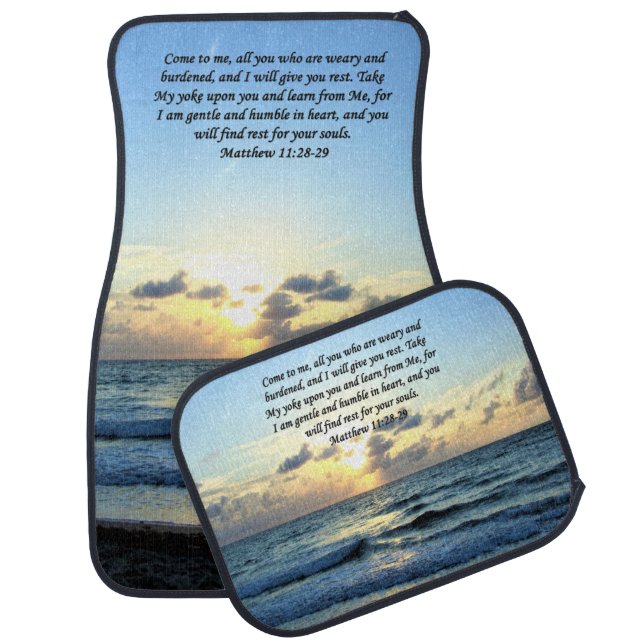 BLUE SKIES MATTHEW 11:28 SUNRISE PHOTO DESIGN CAR FLOOR MAT (Set)