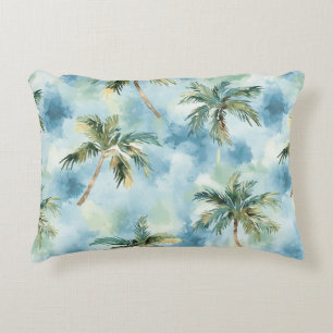 Blue Skies Tropical Island Palm Trees Accent Pillow