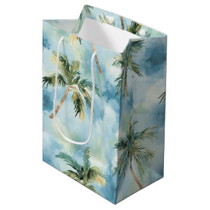 Blue Skies Tropical Island Palm Trees Birthday Medium Gift Bag