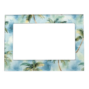 Blue Skies Tropical Island Palm Trees Magnetic Frame