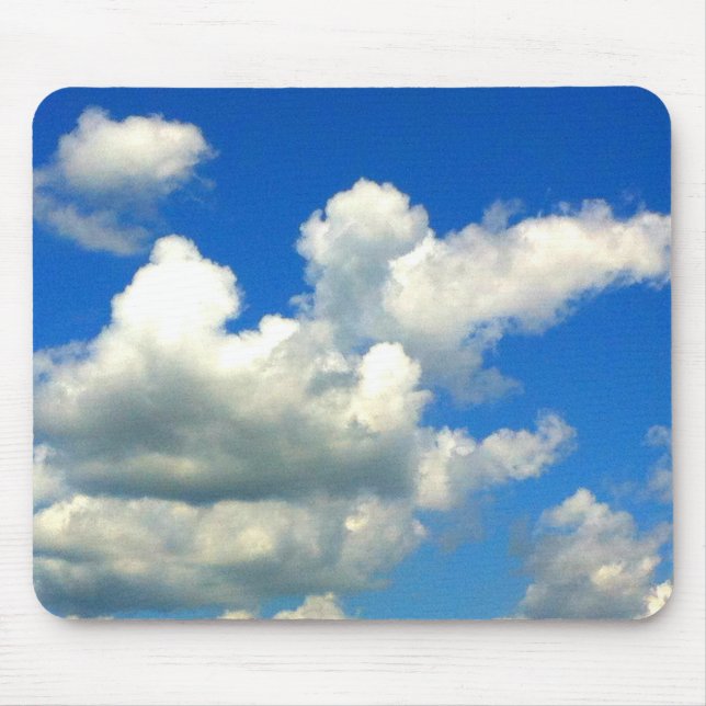 Blue skies white fluffy clouds mouse pad (Front)