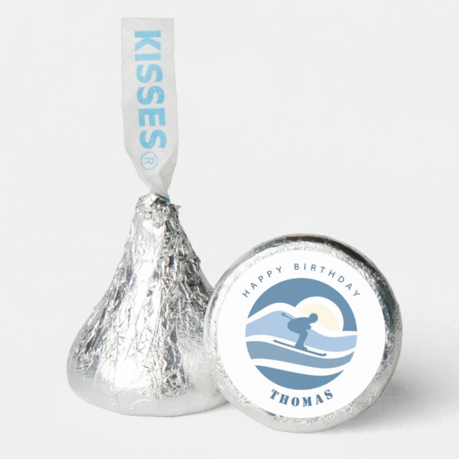 Blue Skiing Illustration Silhouette & Boy's Name  Hershey®'s Kisses® (Front)