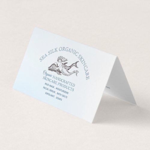 Blue Skincare Products Dolphin Mermaid Logo Business Card