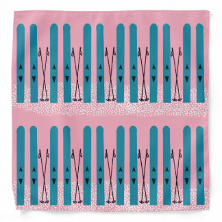 Blue skis on pink bandana