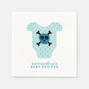 Blue Skull and Bones Baby Outfit Baby Shower Paper Napkins