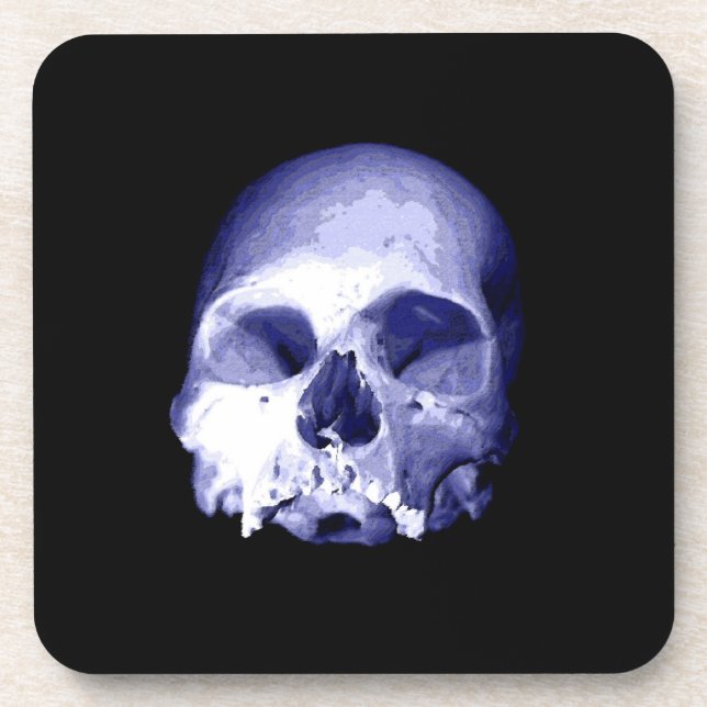 Blue Skull Beverage Coaster (Front)