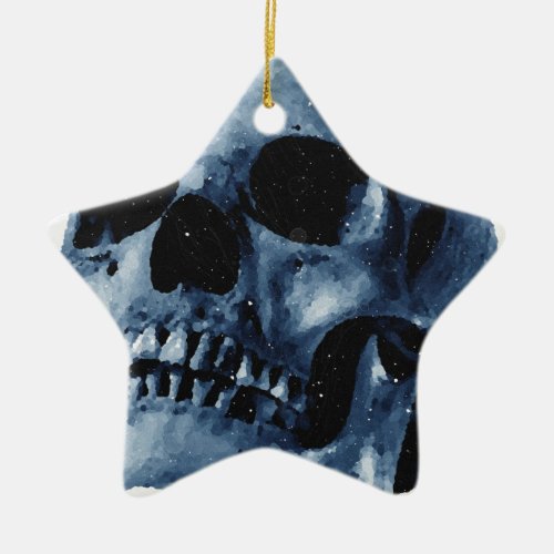 Blue Skull Ceramic Ornament