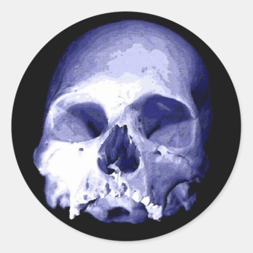 Blue Skull Classic Round Sticker