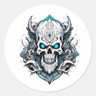 Blue skull classic round sticker