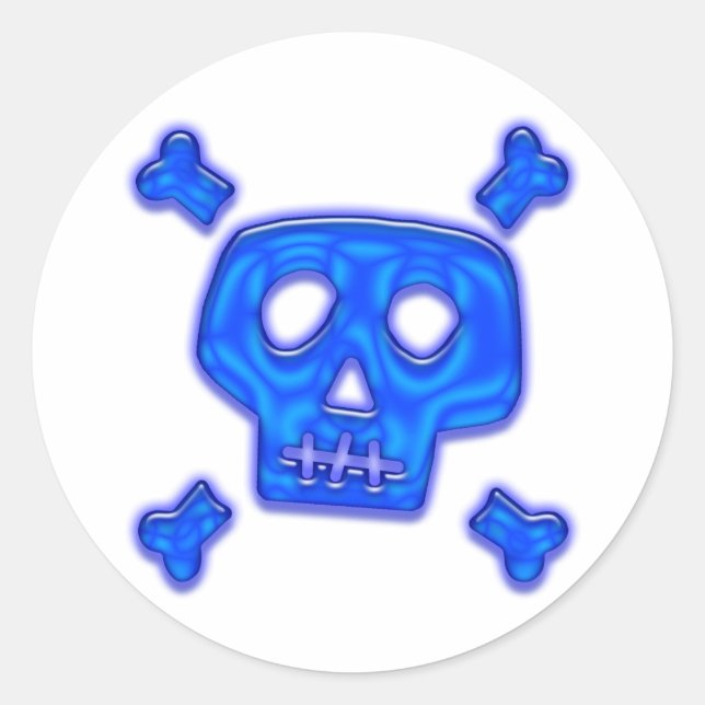 Blue Skull Classic Round Sticker (Front)