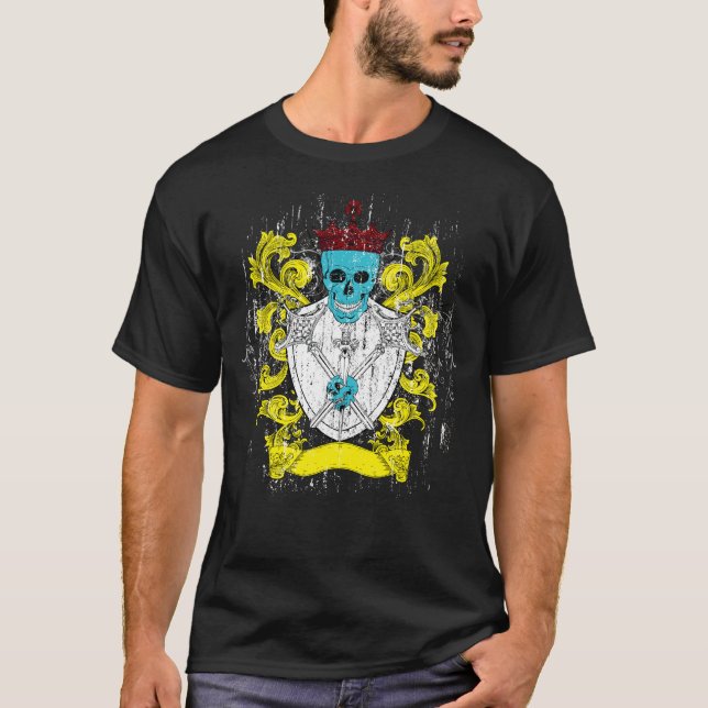 Blue Skull Coat of Arms T-Shirt (Front)