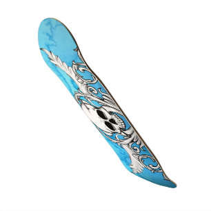 Blue skull graffiti skateboard deck