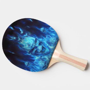 Blue Skull Head In Blue Flames Ping Pong Paddle by nonstopshop at Zazzle