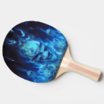 Blue Skull Head In  Blue Flames Ping Pong Paddle at Zazzle