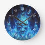 blue skull head with flames round clock