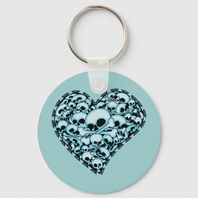 Blue Skull Heart Keychain (Front)