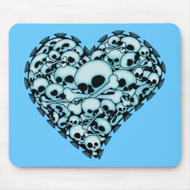Blue Skull Heart Mouse Pad (Front)