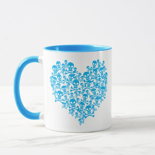 Blue Skull Heart Mug (Left)
