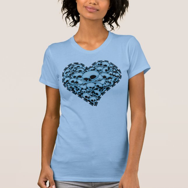 Blue Skull Heart T-Shirt (Front)