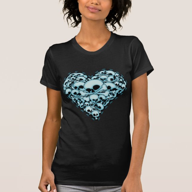 Blue Skull Heart T-Shirt (Front)