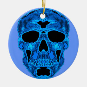 Blue Skull Horror Mask Ceramic Ornament