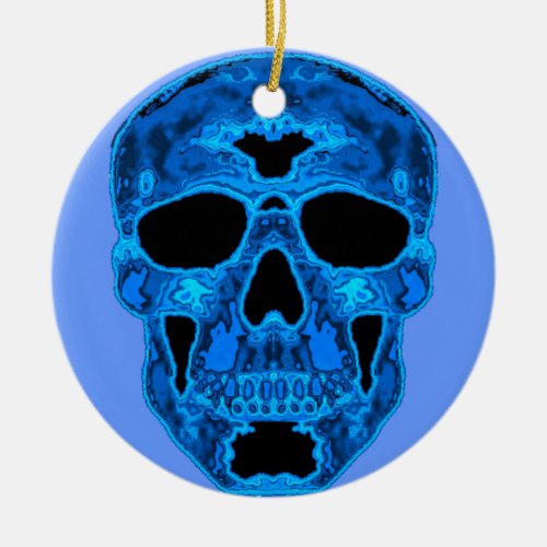 Blue Skull Horror Mask Ceramic Ornament