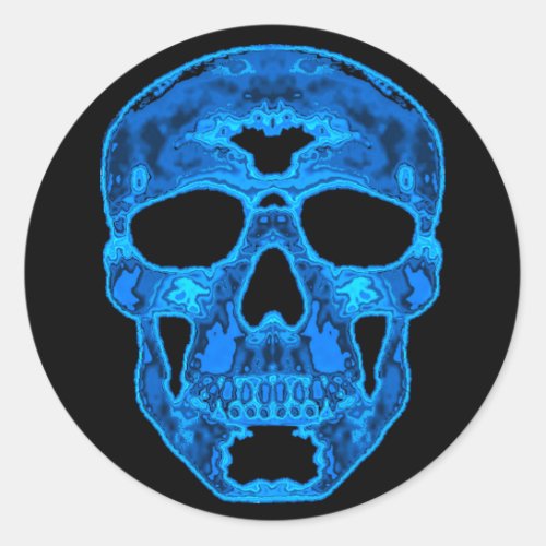 Blue Skull Horror Mask Classic Round Sticker