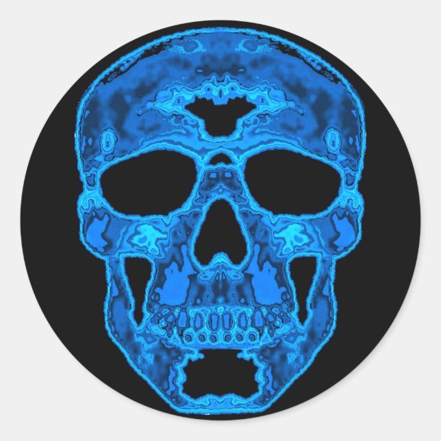 Blue Skull Horror Mask Classic Round Sticker (Front)