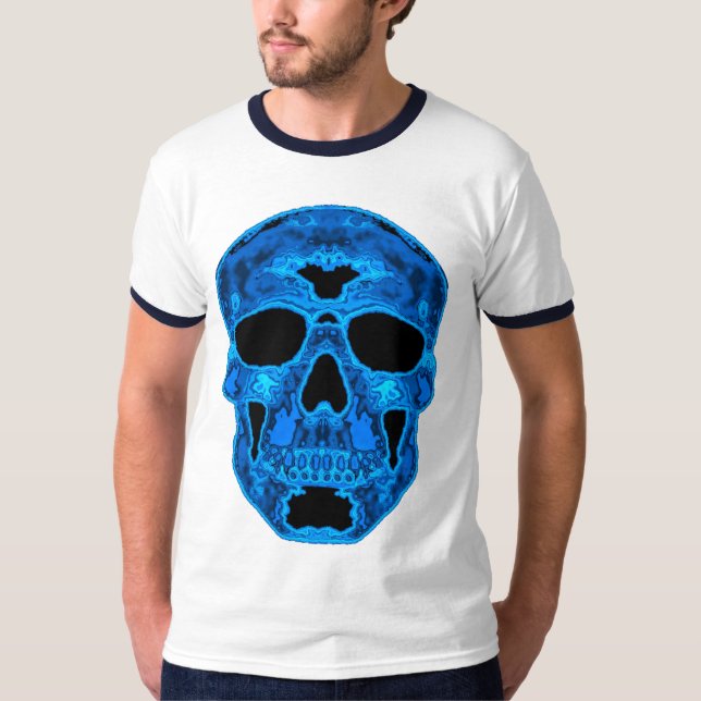 Blue Skull Horror Mask T-Shirt (Front)
