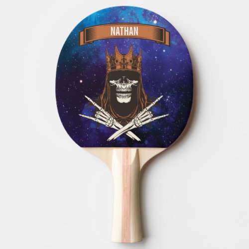 Blue Skull King Monogrammed Ping Pong Paddle