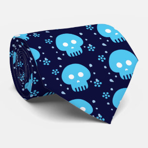 Blue Skull Neck Tie