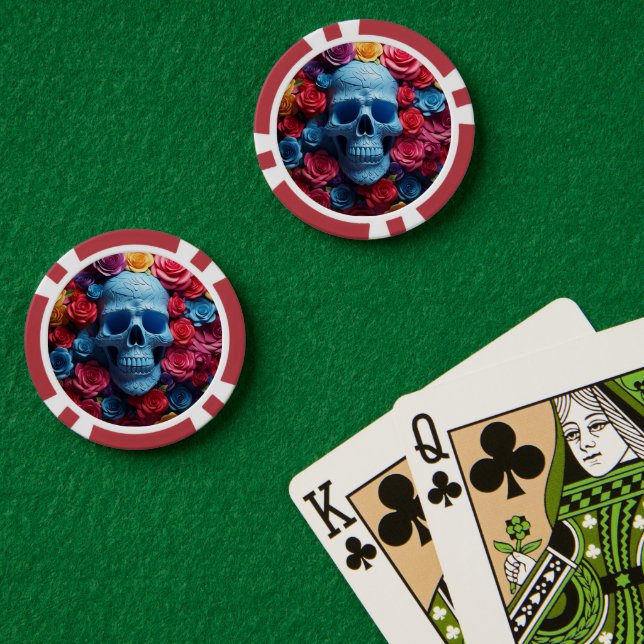 Blue Skull Poker Chips (Poker Table (Double))