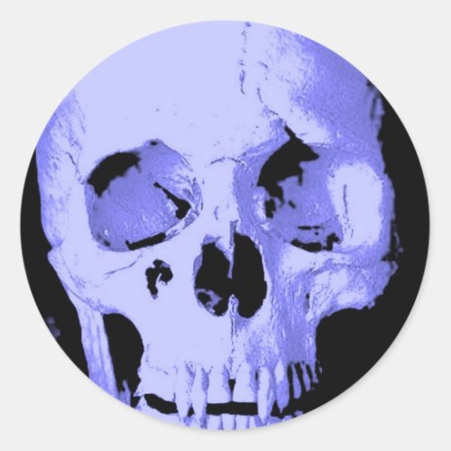Blue Skull Pop Art Fantasy Classic Round Sticker