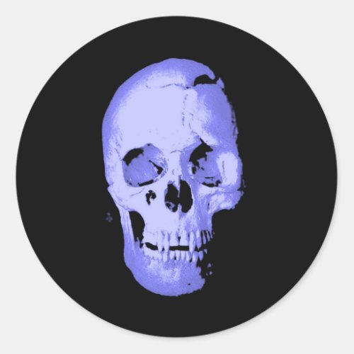 Blue Skull Pop Art Fantasy Classic Round Sticker