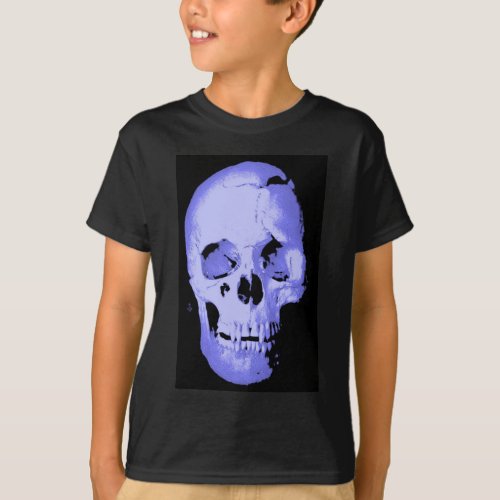 Blue Skull Pop Art Fantasy T_Shirt
