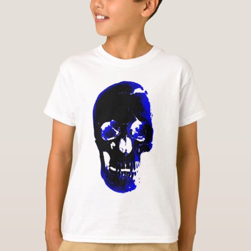 Blue Skull Pop Art Fantasy T_Shirt