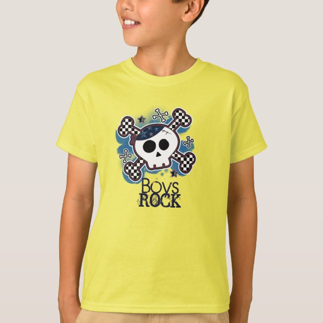 Blue Skull Punk Rocker Rock Boys Custom T-Shirt (Front)