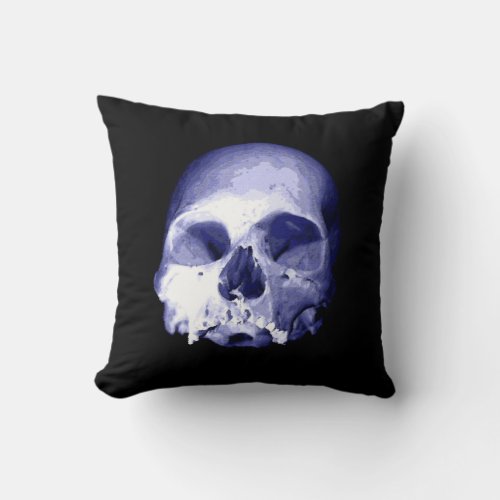 Blue Skull  Throw Pillow