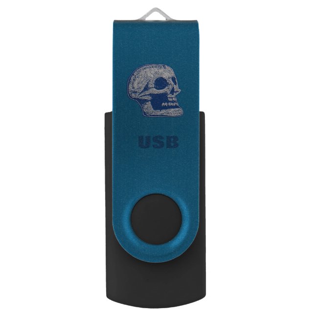 Blue Skull - USB Flash Drive (Back (Vertical))