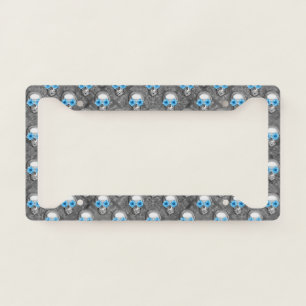 Blue Skulls and Sunflower Series Design 5 License Plate Frame