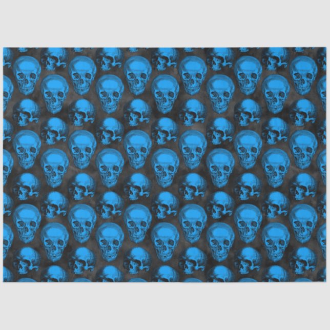Blue Skulls and Sunflower Series Design 6 Tissue Paper (Front)
