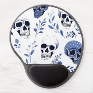 Blue skulls gel mouse pad