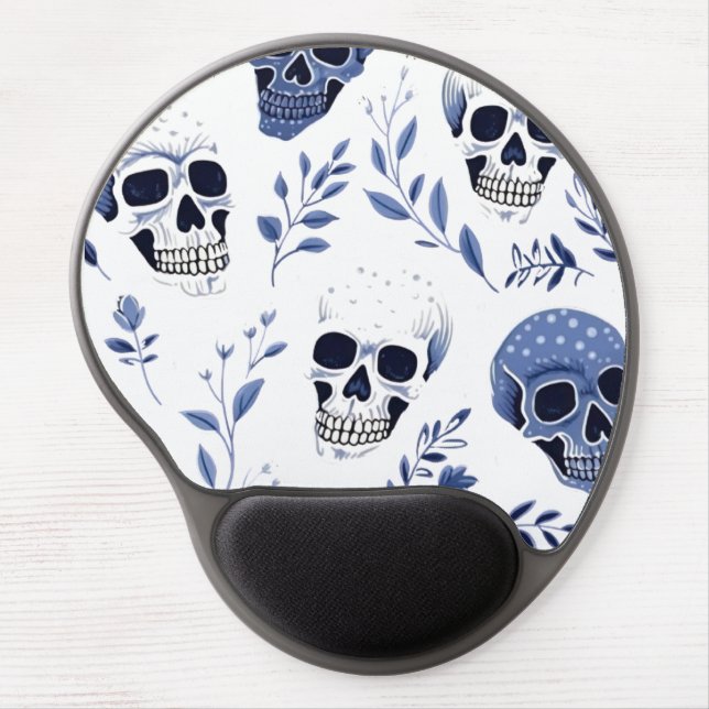 Blue skulls  gel mouse pad (Front)