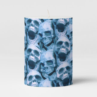 Blue Skulls Pillar Candle