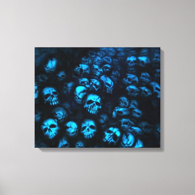 Blue Skulls screen Canvas Print (Front)
