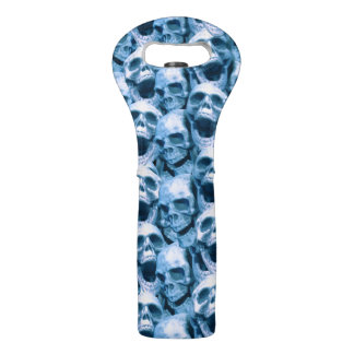 Blue Skulls Wine Bag