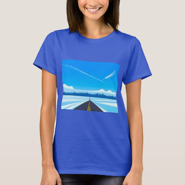 blue sky aircraft T-Shirt (Front)