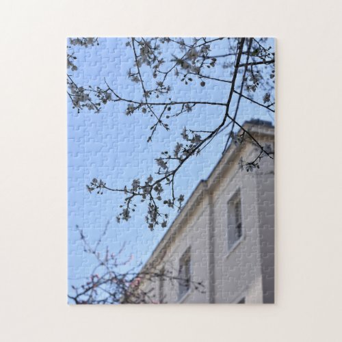 Blue Sky and Cherry Blossoms Chelsea London UK Jigsaw Puzzle